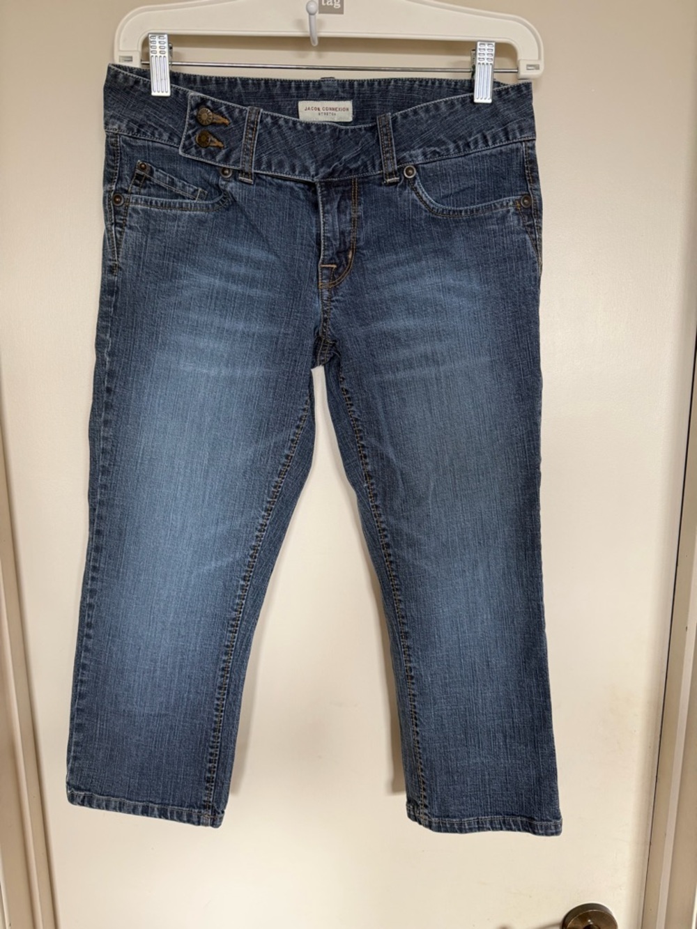 Jacob Connexion Stretch Cropped Jeans Size 28 Blue Denim Capri Pants